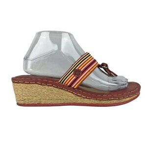 Born Womens‎ Drillers Multicolor Striped Wedge Slide Sandal Size US 8/EUR 39